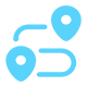 A blue icon of a pin and a loop.